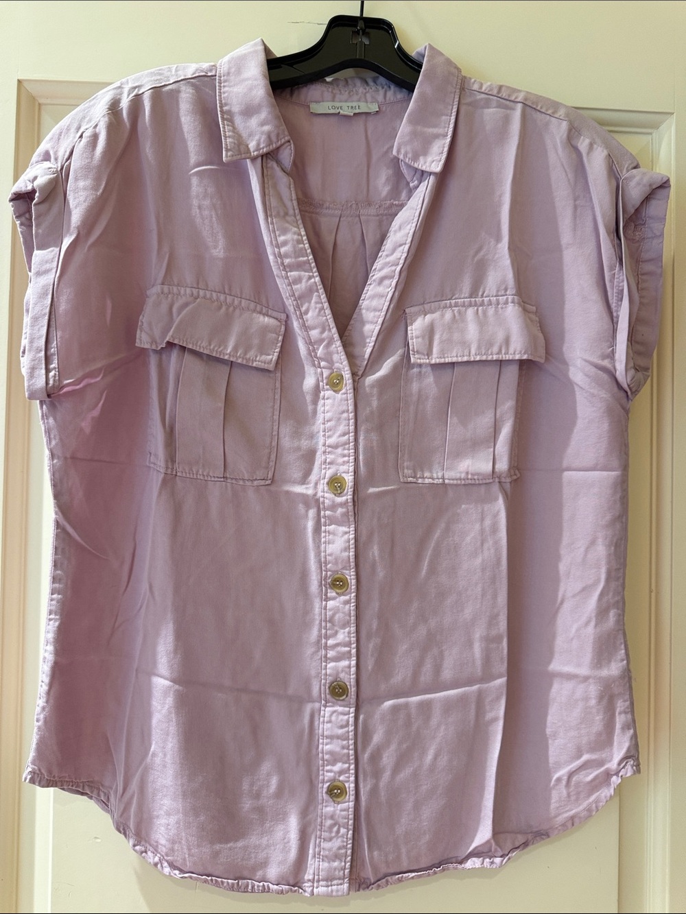 Love Tree Lilac Button-Front Utility Blouse